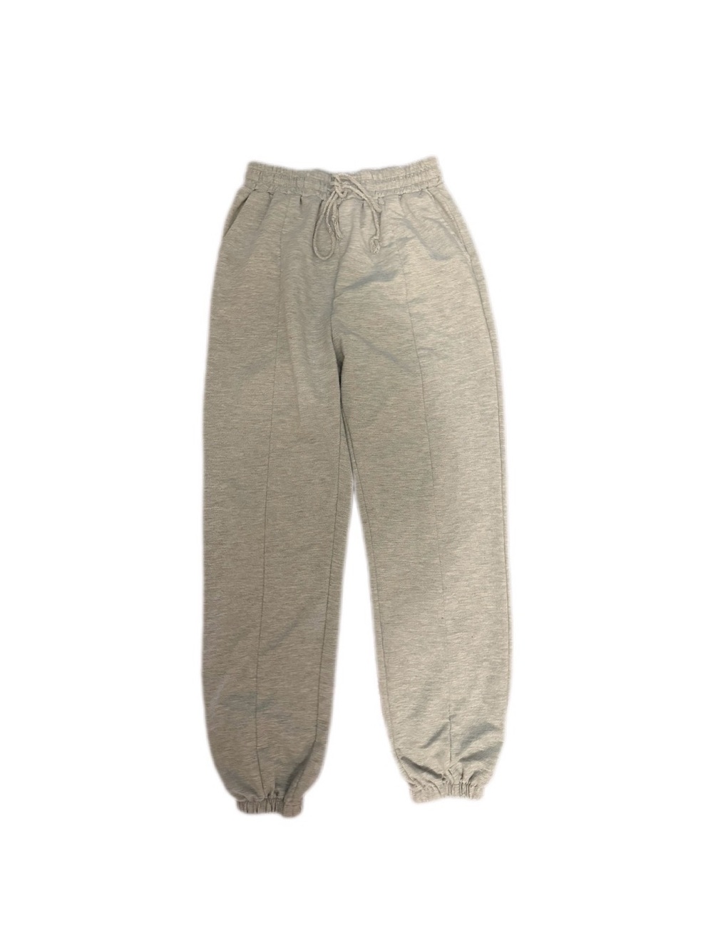 Neutral Gray Elastic-Waist Jogger Pants